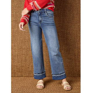Silene Open-Stitch Sweater with Bottom Stripe - Red