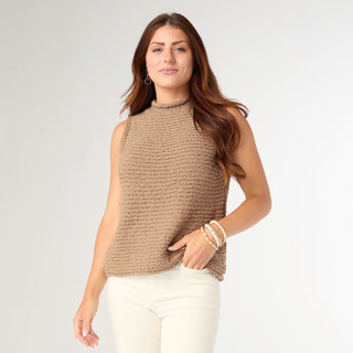 Armeria Mock Neck Sleeveless Sweater - Mocha Mousse
