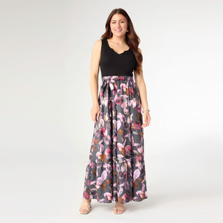 Anna Printed Tank Dress - Black/Pinks