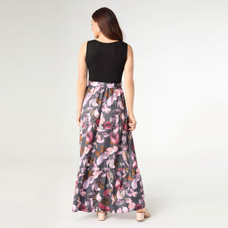 Anna Printed Tank Dress - Black/Pinks