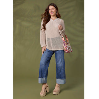 Celandine Open Weave Hooded Sweater - Sea Salt