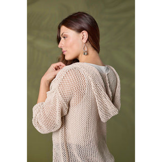 Celandine Open Weave Hooded Sweater - Sea Salt