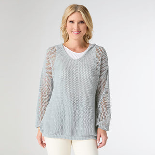 Celandine Open Weave Hooded Sweater - Blue Aura