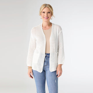 Tiara Open Weave Short Cardigan - White