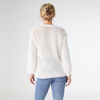 Tiara Open Weave Short Cardigan - White