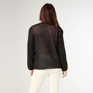 Tiara Open Weave Short Cardigan - Black