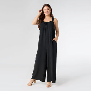 Madeline Sleeveless Romper with Ruffled Straps - Black