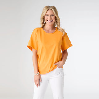 Molly Relaxed Tee with Back Patch Detail - Zinnia