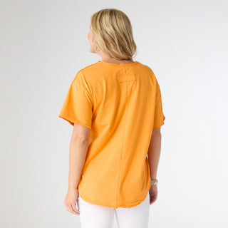 Molly Relaxed Tee with Back Patch Detail - Zinnia