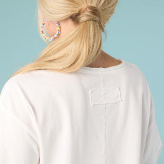 Molly Relaxed Tee with Back Patch Detail - White