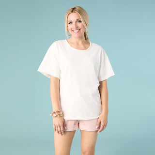 Molly Relaxed Tee with Back Patch Detail - Pink Glo