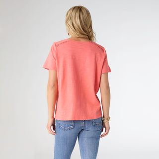 Rochelle Short Sleeve Top - Sunset Coral