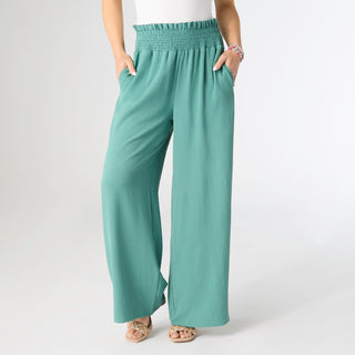 Allie Flowy Wide Leg Pant - Aqua Sea