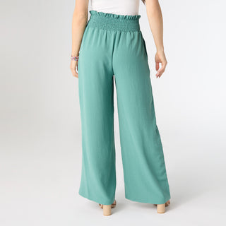 Allie Flowy Wide Leg Pant - Aqua Sea