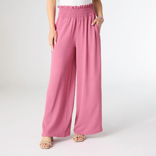Allie Flowy Wide Leg Pant - Pink Flambe