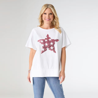 Lenice Relaxed Short Sleeve Top - Red Star