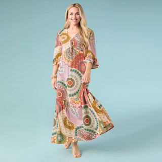 Cora V-Neck Maxi Dress - Bold Print