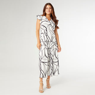 Finley Cap Sleeve Ruffle Tiered Maxi Dress - White/Black