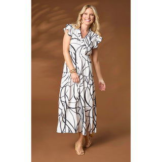 Finley Cap Sleeve Ruffle Tiered Maxi Dress - White/Black