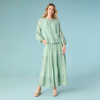 Ella Relaxed Long Sleeve Top - Dusty Green