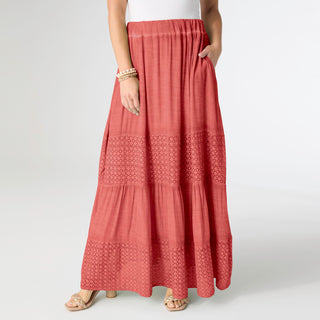 Ella Relaxed Skirt with Pockets - Coral