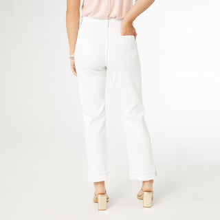 Mary Straight Ankle with Double Fringe Pant - Crisp White