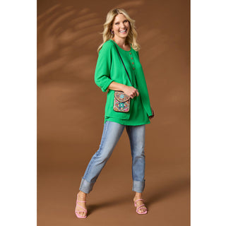 Glenn Split Front Tunic with Buttons - Bright Green