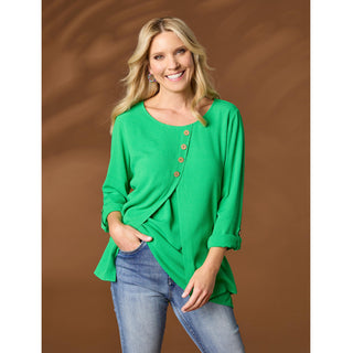 Glenn Split Front Tunic with Buttons - Bright Green