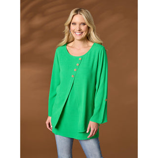 Glenn Split Front Tunic with Buttons - Bright Green