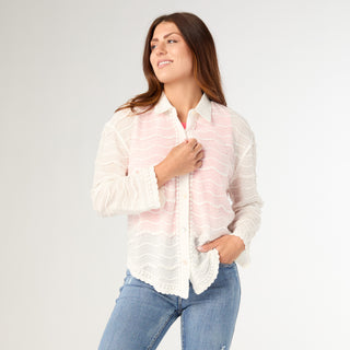 Jenny Button Front Top - White