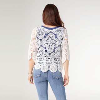 Kristi Crochet Top with Belle Sleeve - White