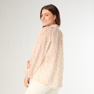 Maggie Flowy Chiffon V-Neck Top with Lurex - Dusty Mix