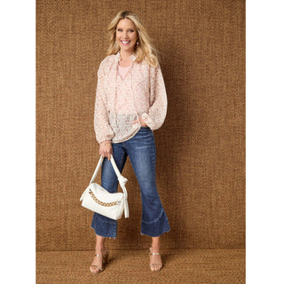 Maggie Flowy Chiffon V-Neck Top with Lurex - Dusty Mix