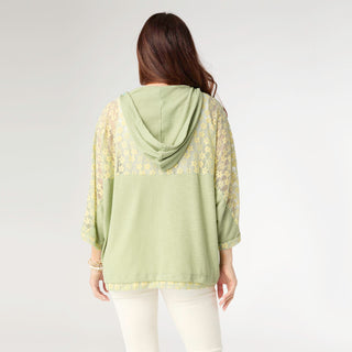 Jenni Peace Sign Hooded Top - Soft Green