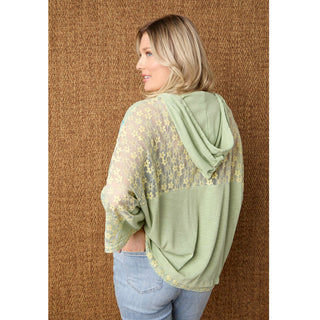 Jenni Peace Sign Hooded Top - Soft Green