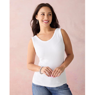 Ultra-Lush Reversible Seamless Ribbed Tank - White