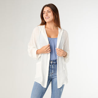 Shari Lightweight Hooded Top - White