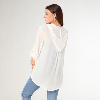Shari Lightweight Hooded Top - White