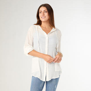 Shari Lightweight Hooded Top - White