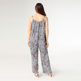 Samantha Printed Relaxed Romper with Pockets - Animal Print