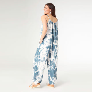 Samantha Printed Relaxed Romper with Pockets - Tie Dye Print