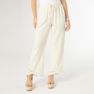Layla Crossover Ruffle Pant - Natural