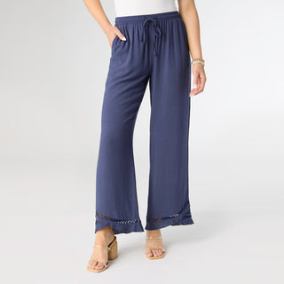 Layla Crossover Ruffle Pant - Patriot Blue