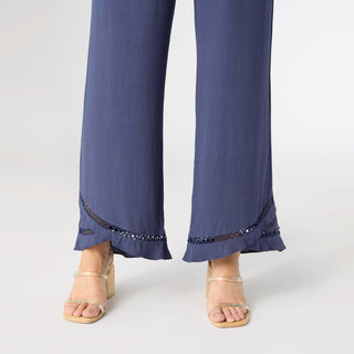 Layla Crossover Ruffle Pant - Patriot Blue