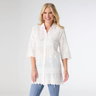 Ronda Lightweight Crochet Tunic - White