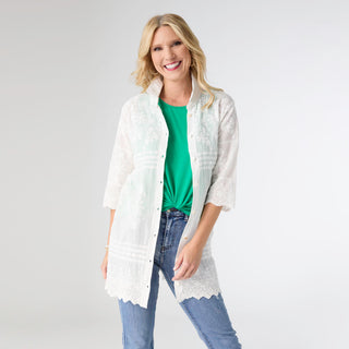 Ronda Lightweight Crochet Tunic - White