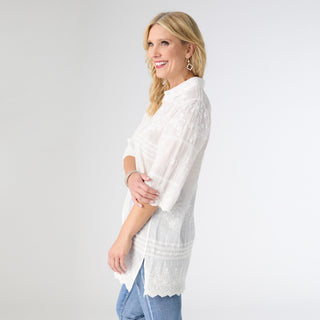 Ronda Lightweight Crochet Tunic - White