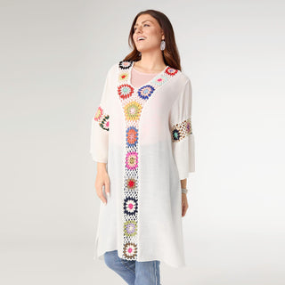 Bethany Lightweight Embroidered Tunic - White