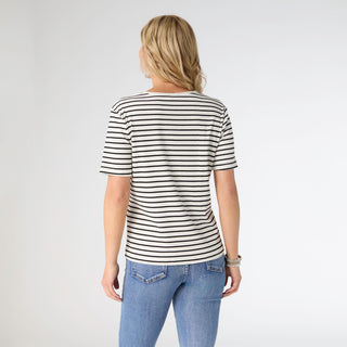 Sara Striped Short Sleeve Top - Black/White