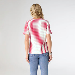 Sara Striped Short Sleeve Top - Red/White